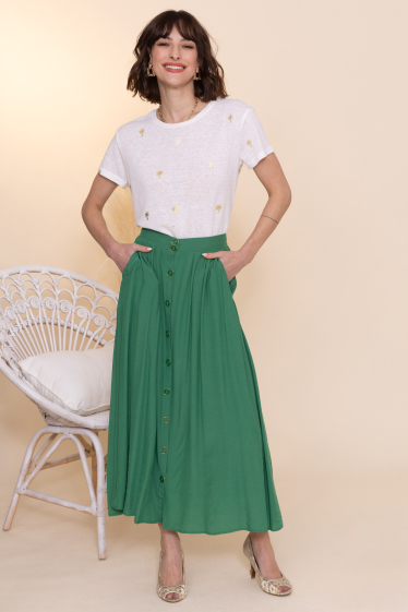 Wholesaler Inspiration Studio - Long buttoned skirt with viscose lining