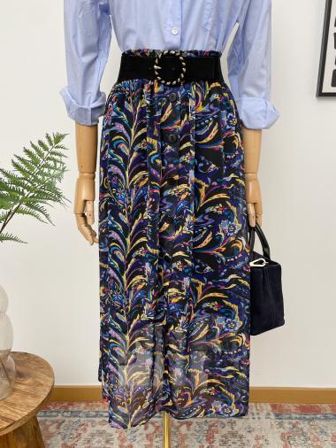 Wholesaler Inspiration Studio - Long printed skirt with fancy buttons.