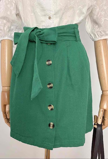 Mayorista Inspiration Studio - High waist short skirts, buttoned in front with belt and pocket.