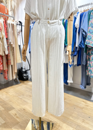 Wholesaler Inspiration Studio - Striped linen pants with cotton lining.