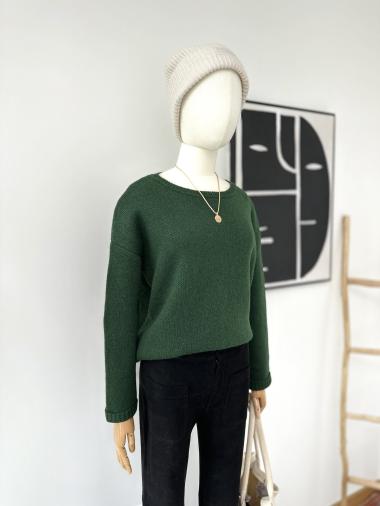 Wholesaler Inspiration Studio - Hairy knit sweater with shiny thread in Wool round neck