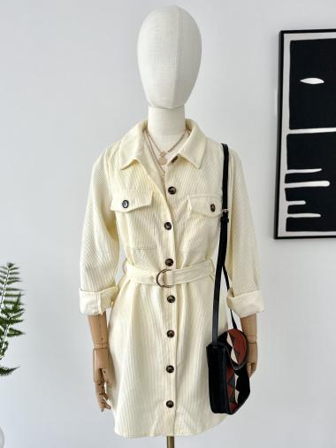 Grossiste Inspiration Studio - Robe chemise en velours côtelé