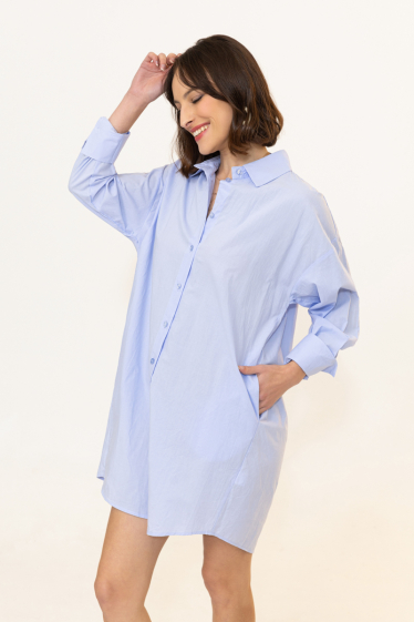 Wholesaler Inspiration Studio - Long sleeve knee shirt dress.
