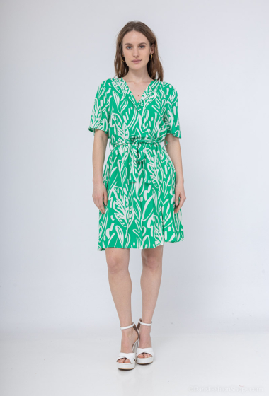 Wholesaler Inspiration Studio - Long wrap dress with elasticated waist and short butterfly sleeves