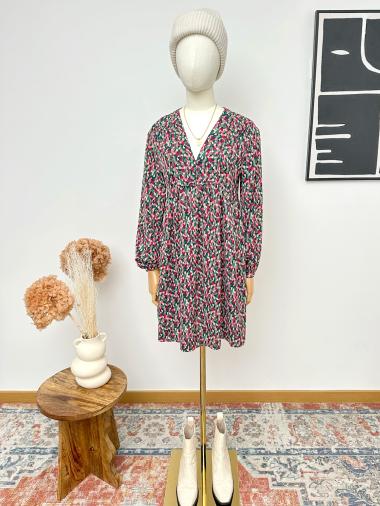 Großhändler Inspiration Studio - Kurzes bedrucktes Kleid mit langen Ärmeln
