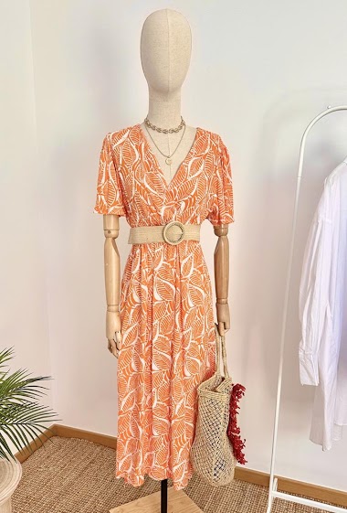 Wholesalers Inspiration Studio - Long floral print kimono dress with side slit.