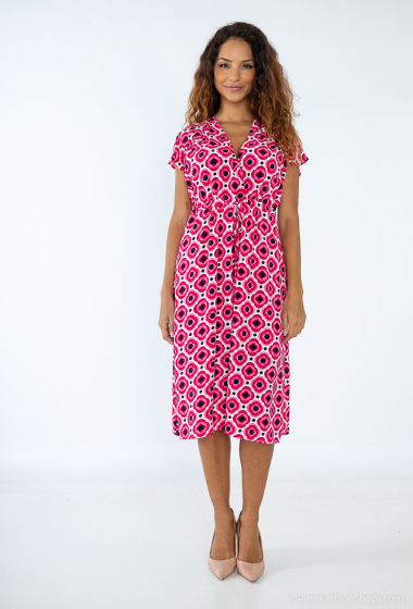 Wholesaler Inspiration Studio - Sleeveless mid-length dress, crossover neckline with cotton lining.