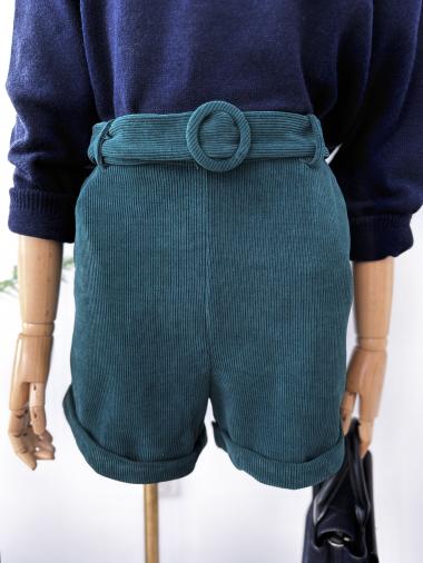 Mayorista Inspiration Studio - Pantalón corto de pana con cinturón de lazo