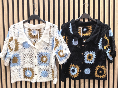Wholesaler INSTA GIRL - Ecru crochet knit cardigan