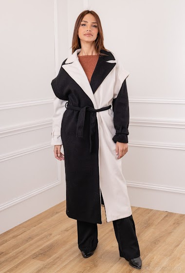 Wholesaler INSTA GIRL - Two-tone coat with belt