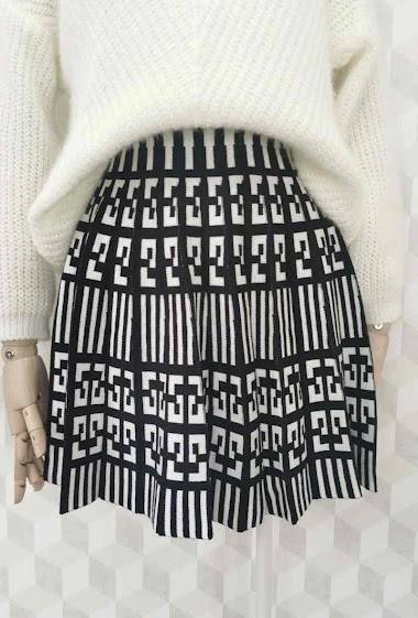 Grossiste INSTA GIRL - Mini-jupe large plissée en maille
