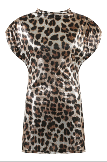 Großhändler INSTA GIRL - Minikleid mit Leopardenmuster und Stehkragen