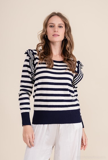 Wholesaler INSTA GIRL - Sailor sweater with ruffles