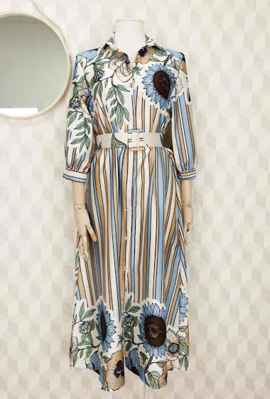 Wholesaler INSTA GIRL - Belted printed dress