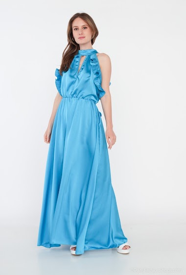 Wholesaler INSTA GIRL - Long dress with ruffles, very fluid, romantic, chic and trendy
