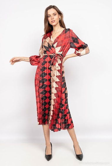 Wholesaler INSTA GIRL - Printed pleated midi dress