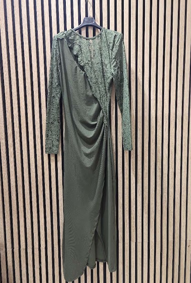 Großhändler INSTA GIRL - Abendkleid aus Bi-Material mit Spitzenärmeln