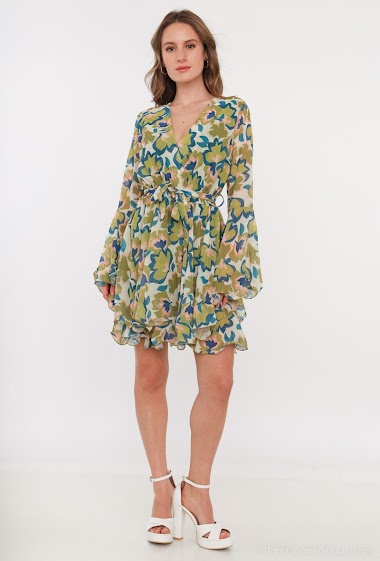 Mayorista INSTA GIRL - Printed dress, with long sleeves, and polyester lining