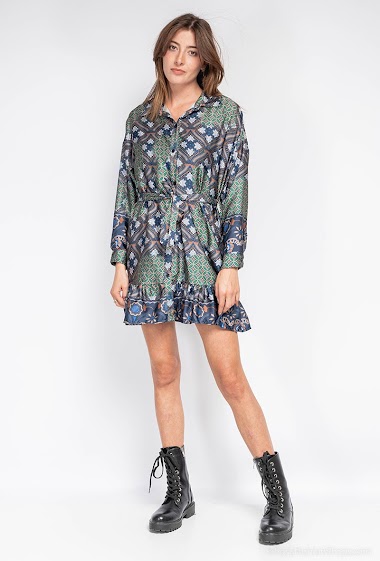 Wholesaler INSTA GIRL - Printed satin tunic