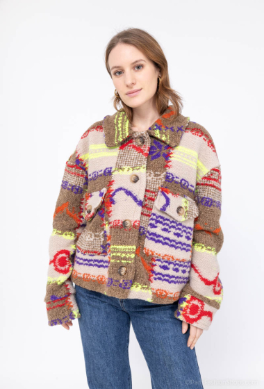 Wholesaler INSTA GIRL - Short printed wool jacket