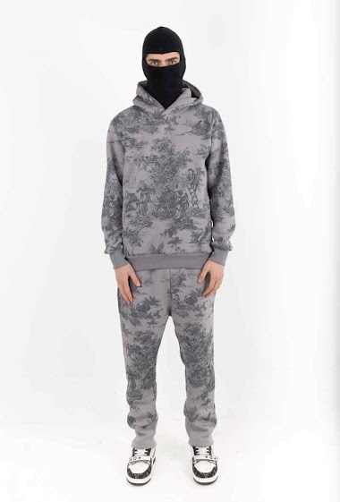 Wholesaler Invictus Paris - Printed hooded cotton jogging sweatshirt set