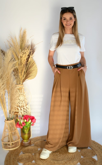 Grossiste ISSYMA - Pantalon large avec poches et ceinture