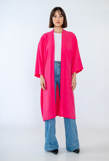 Großhändler ISSYMA - Lange einfarbige Kimono-Strickjacke