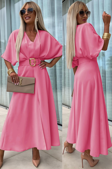 Grossiste ISSYMA - Longue robe avec fente et ceinture