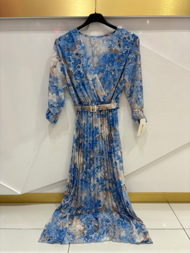 Großhändler ISSYMA - Langes, plissiertes Kleid mit Gürtel