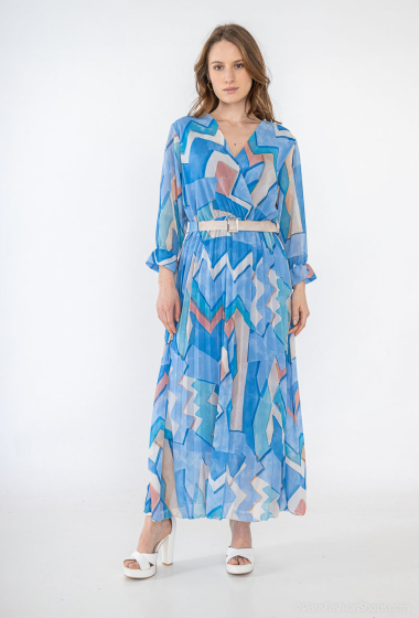 Wholesaler ISSYMA - Long pleated dress with printed belt