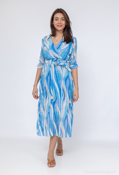 Wholesaler ISSYMA - Long pleated dress with printed belt