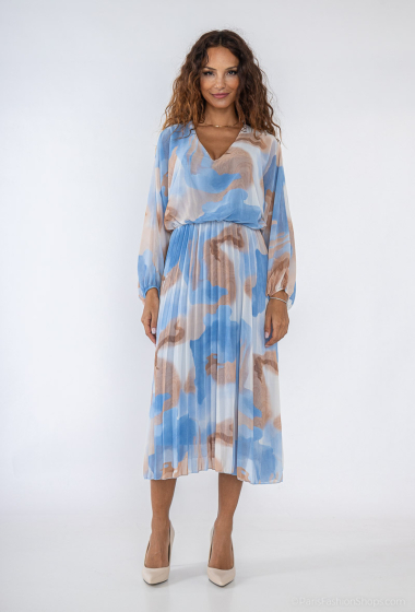 Grossiste ISSYMA - Longue robe plissé imprimé