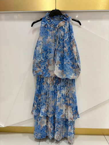 Großhändler ISSYMA - Kleid mit plissierten Rüschen und Schluppenkragen