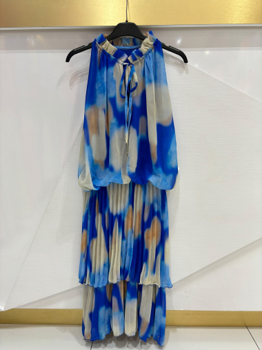 Großhändler ISSYMA - Kleid mit plissierten Rüschen und Schluppenkragen