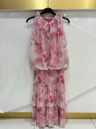 Grossiste ISSYMA - Robe à volants plissé col lavallière
