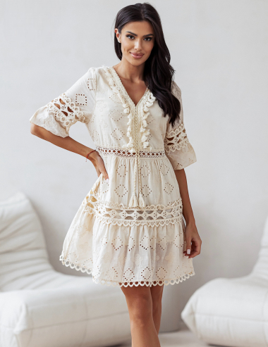 Wholesaler ISSYMA - Bohemian embroidered cotton dress