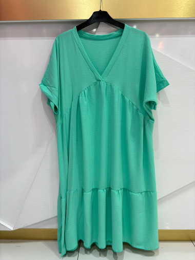 Großhändler ISSYMA - Kleid mit V-Ausschnitt, Rüschen und kurzen Ärmeln