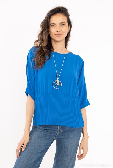 Grossiste ISSYMA - Top uni manches 3/4 avec collier