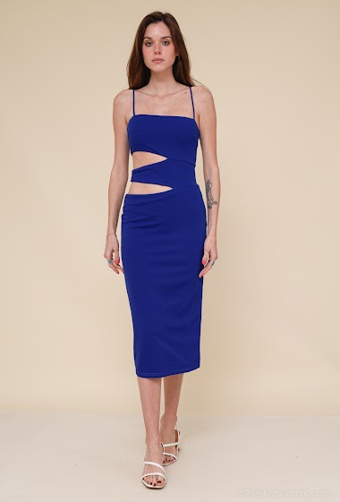 Wholesaler Ivivi - Cutout Elastic Dress Solid Color
