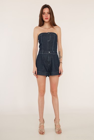 Wholesaler Ivivi - Denim Shorts Line Texture