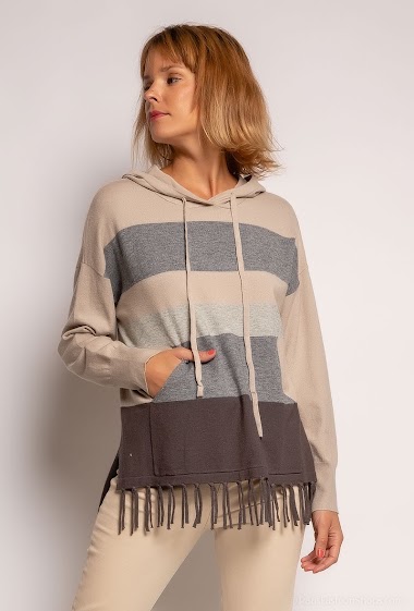 Wholesaler J K feeling - Striped jumper with fringes