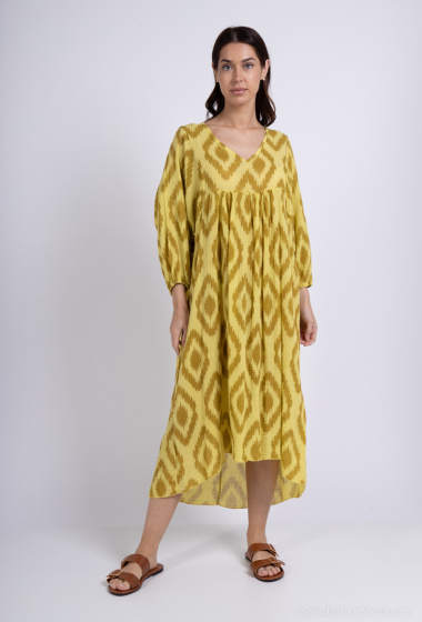 Grossiste JADE - robe gaze de coton imprimé