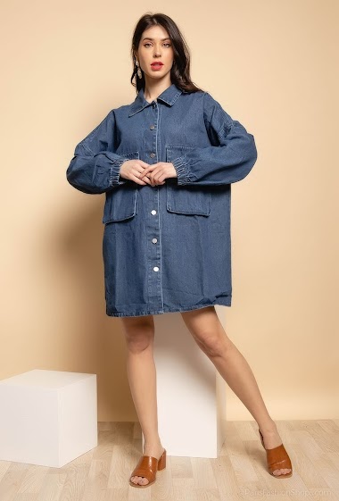 Grossiste Jasminah Paris - Robe en jeans boutonnée