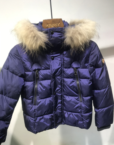Wholesaler Jayloucy - Plain unisex children's down jacket with fur hood
