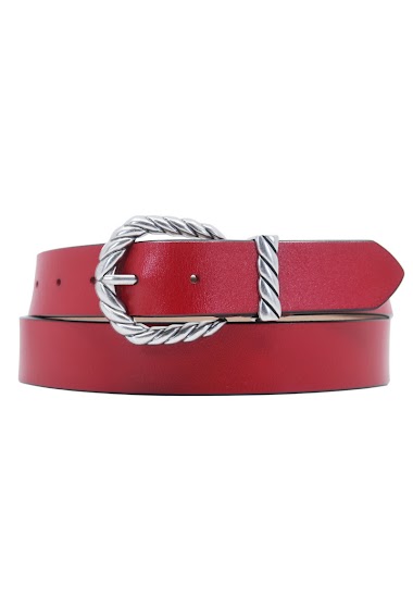 Wholesaler JCL - Cowhide split leather women belt with silver textured buckle