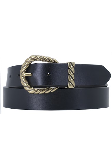 Wholesaler JCL - Cowhide split leather women belt with gold textured buckle