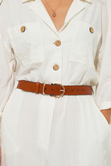 Wholesaler JCL - Women's split cowhide leather belt with golden buckle
