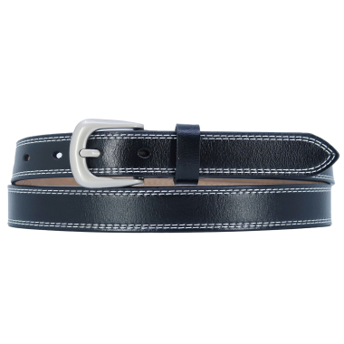Wholesaler JCL - Women's split cowhide leather belt with white stitching 25 mm