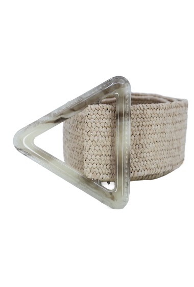Wholesaler JCL - Raffia straw elastic women belt triangle buckle