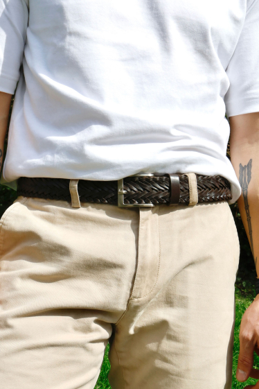 Mayorista JCL - Cinturón trenzado elástico de piel de búfalo 35 mm